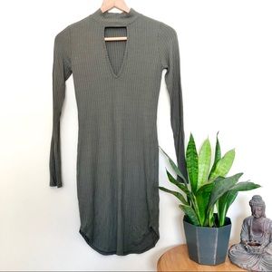 Long Sleeve Ribbed Bodycon Mini Dress